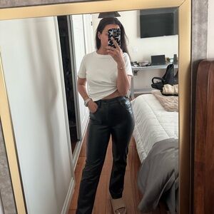 Abercrombie & Fitch 90s Straight Leg Ultra High Rise Black Leather Pants